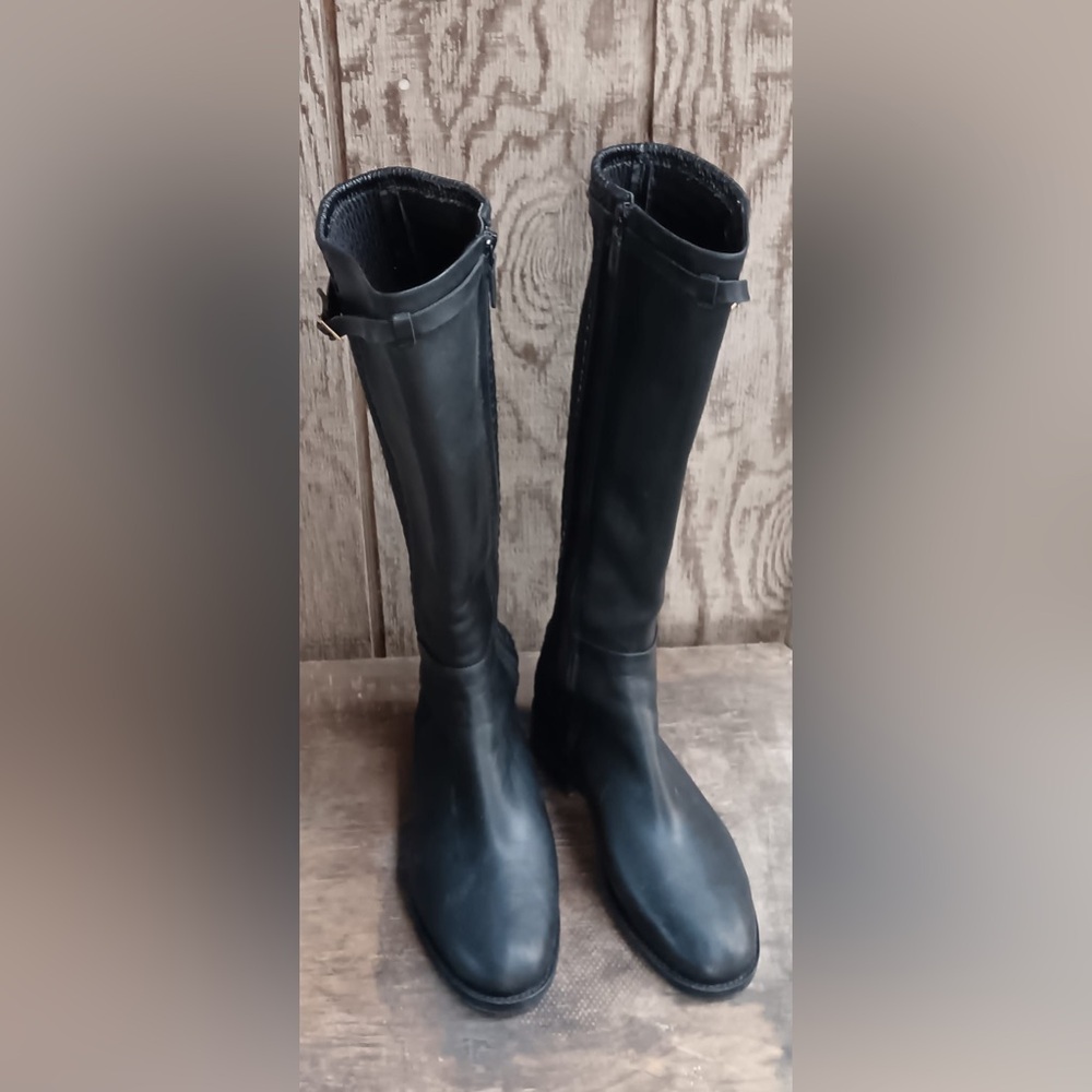 Classic Elegant Cole Haan Black Leather Riding Boots, Size 9,5
